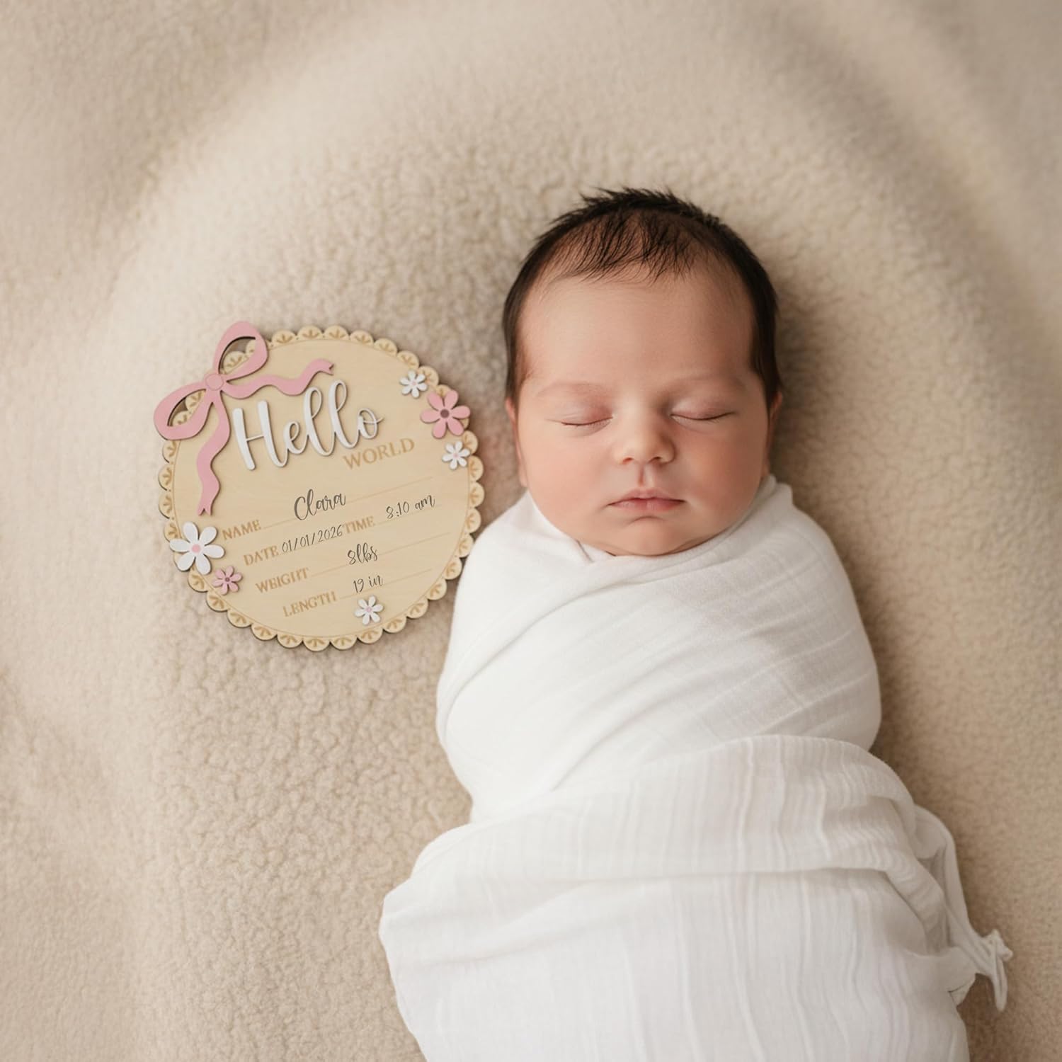 Hello World's Wooden Birth Announcement Sign: A beautiful way to capture the special moment of a baby's arrival